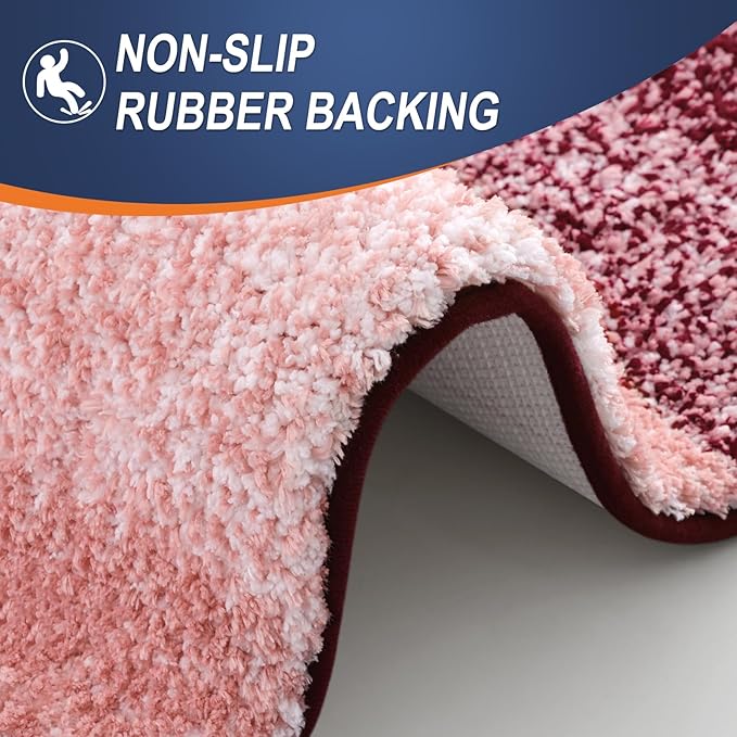 OLANLY Large Bathroom Rugs Mat 40x24, Extra Soft Absorbent Microfiber Bath Rugs, Rubber Backing, Quick Dry, Machine Washable Bath Mats for Bathroom Floor, Tub and Shower, Home Decor Accessories, Red