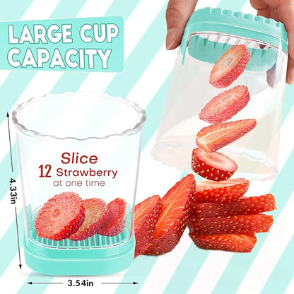 Creative Strawberry & Fruit Slicer - Detachable Cutter with Push Plate (Pale Turquoise)