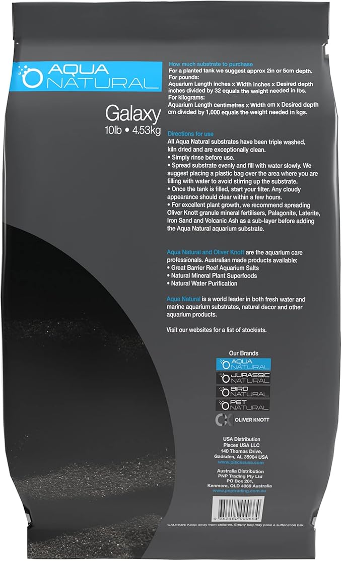 Aqua Natural Galaxy Sand 10lb Substrate for aquascaping, Aquariums, vivariums and terrariums, Black