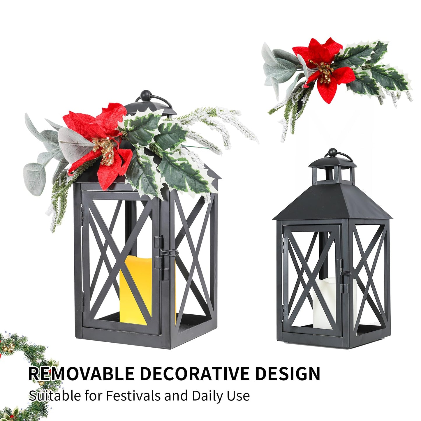 Bdor 2 Pack Fall Lantern Decor with LED Candle – 12 Inch Harvest Pumpkin Maple Leaf Hanging Lantern for Autumn Thanksgiving Table Centerpiece Indoor Outdoor Decoration, Battery Operated