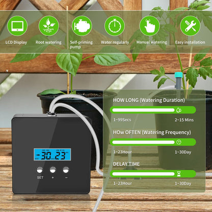 RUNWUSHENG Automatic drip Irrigation System，DIY Indoor Plant Watering System,Self-Priming Pump, programmable Timer, Indoor Pot Plant Watering Device