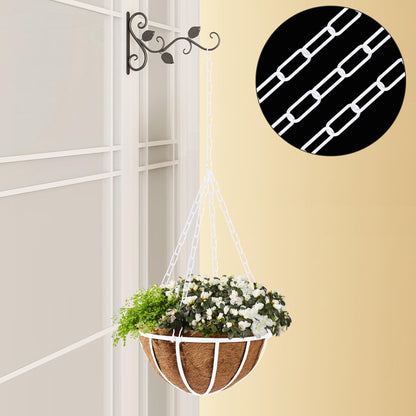 Omytie 15 Ft Heavy Duty Hanging Chain Kit with Connection Locks/Swag Ceiling Hooks for Lighting Fixture, Chandelier, Pendant, Lantern, Swag Lamp, Plant/Flower/Fruit Basket, Bird Feeder (White)