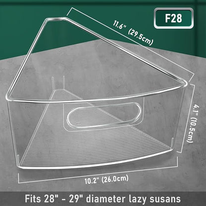 JEISSLIA Lazy Susan Cabinet Organizer Bins for 26"/ 28"/ 32" Diameter Corner Organizer, Plastic Cabinet Storage Bin, 1/8 Wedge - Food Safe, BPA Free, with Non-Slip Pads (for 28" Diameter, 6 Pack)