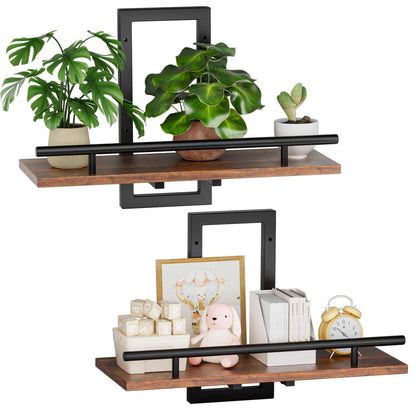 Sbosbo Floating Shelves for Wall, Plant Shelf Indoor, Wall Planters for Indoor Floating Plant Shelves for Bedroom, Living Room, Kitchen, Office, Bathroom Decor (2 Pack) (Black 02, 2)