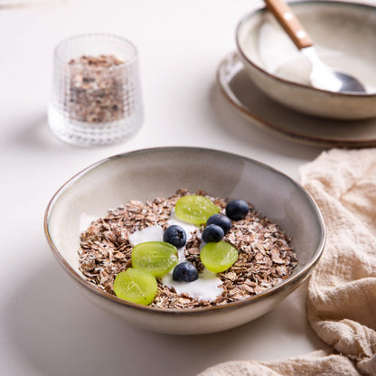 AmorArc Ceramic Cereal Bowls Set of 6, 24 oz Handmade Stoneware Bowls Set for Cereal Soup Salad, Stylish Kitchen bowls for Meal, Dishwasher & Microwave Safe, Reactive Glaze-Cappuccino