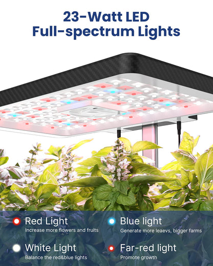 iDOO Hydroponics Growing System Kit 12Pods, Christmas Gifts for Women Mom, Herb Garden Indoor with LED Grow Light for Home, Built-in Fan, Auto-Timer, Adjustable Height Up to 11.3", 12Pods Kit-Black