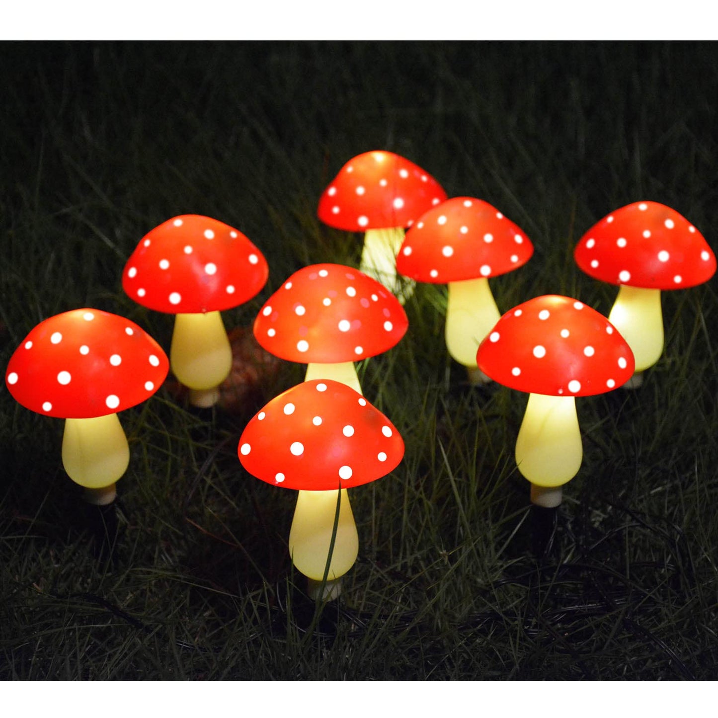 Windpnn 8-Pack Red Solar Mushroom Lamp, 8 Modes, Outdoor Waterproof, for Garden Decor, Christmas, Halloween, Yard, Lawn