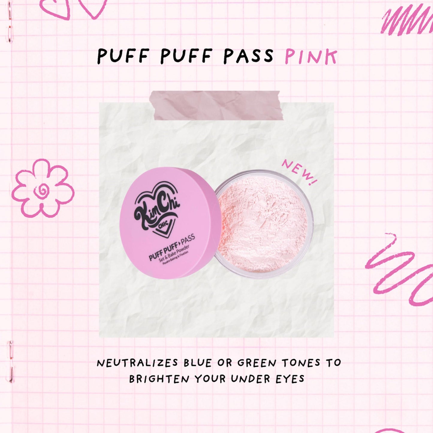 Kimchi Chic Beauty Puff Puff Pass Set and Bake Setting Powder for Makeup, Extra Fluffy Loose Face Powder Poof, Soft Natural Face Makeup for Uneven Skin Tone, 03 Translucent