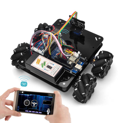 OSOYOO Omni-directinal Mecanum Wheels Robotic Car Kit for Arduino Mega2560 Metal Chassis DC Motor DIY STEM Remote Controlled Educational Mechanical DIY Coding