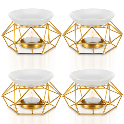 4 Pcs Romantic Essential Oil Burner Black Metal Wax Melt Bird Nest Style Tealight Wax Warmer Delicate Tealight Candle Holder Candle Tart Burne Home Wedding Decoration