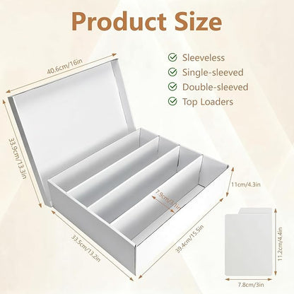 RLAVBL 4 Pack Trading Card Storage Box, 3200 Count Cardboard Card Boxes with Dividers for Sports, MTG, TCG, Toploader, 4 Row