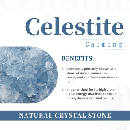 Rockcloud Natural Blue Celestite Crystal Ball with Acrylic Stand Polished Decorative Sphere Figurine Sculpture for Divination, 2.79-3.14 Inches