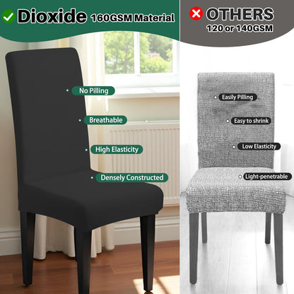 Dioxide High Stretch Chair Covers for Dining Chairs, Washable Dining Chair Covers Set of 4, Soft Dining Chairs Seat Covers, Parsons Chair Slipcover Protectors for Home Hotel Restaurant Banquet