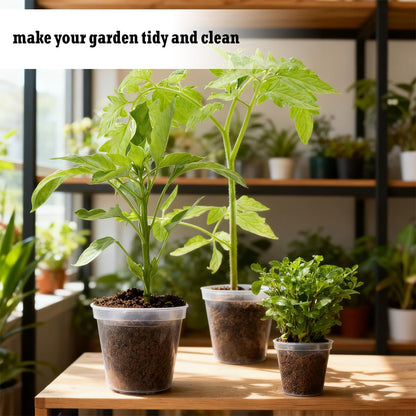 Vankcp 24 Pcs 4/5/6/7/8/9 Inch Clear Nursery Pots with Drainage Holes, Transparent Variety Pack Plastic Plant Pot for Plants, Clear Seedling Planter Pots for Flowers Vegetable Succulents Herbs