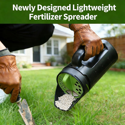 Handheld Spreader Shaker for Seed, Fertilizer, Earth Food, Salt and Ice Melt | Multiple Opening Sizes for Any Need | 80 Oz Capacity for Lawn & Garden