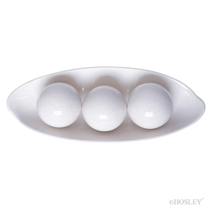 Hosley Decorative Bowl and Orb Set. Ideal GIFT for Weddings Special Occasions and for Decorative Centerpiece in Your Living Dining Room O3 (Crackle Ivory)