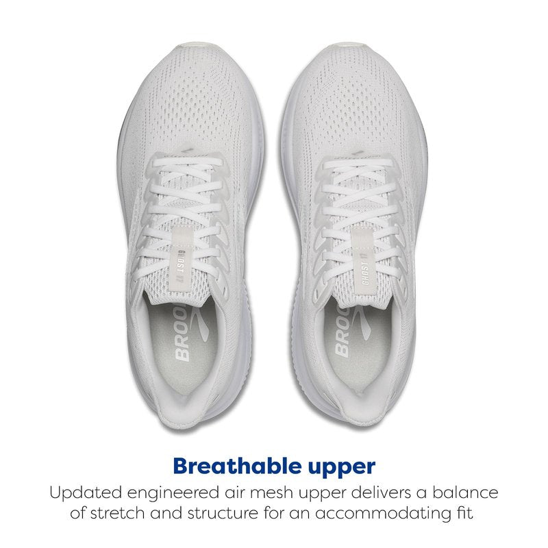 Brooks Women’s Ghost 17 Neutral Running Shoe - White/White/Grey - 11.5 Medium