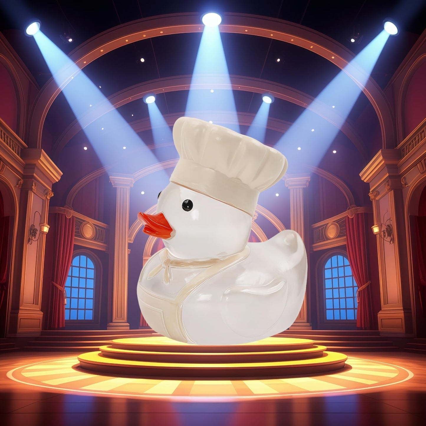 OYL Resin Chef Duck Figurine Everyday Hero Small Collectible Statue Novelty Craft Decorative Ornament for Desktop Shelf Home Office Decor Gift