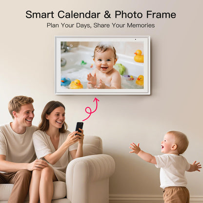 15.6 Inch Family Digital Calendar - Chore Chart, Meal Planner, Photo Display, FHD Interactive Touchscreen with LED Reminder, Wall & Desk Mount Smart Electronic Planner