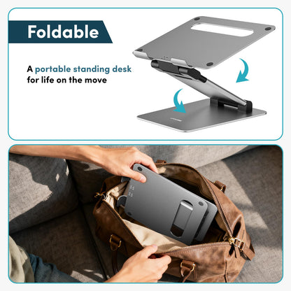 Lifelong Ergonomic Adjustable Laptop Stand for Desk - Height Up to 20" Portable Computer Laptop Riser Holder, Fits All MacBook Air & 10 15 17 Inches Laptops, Back to School Gift for Men & Women