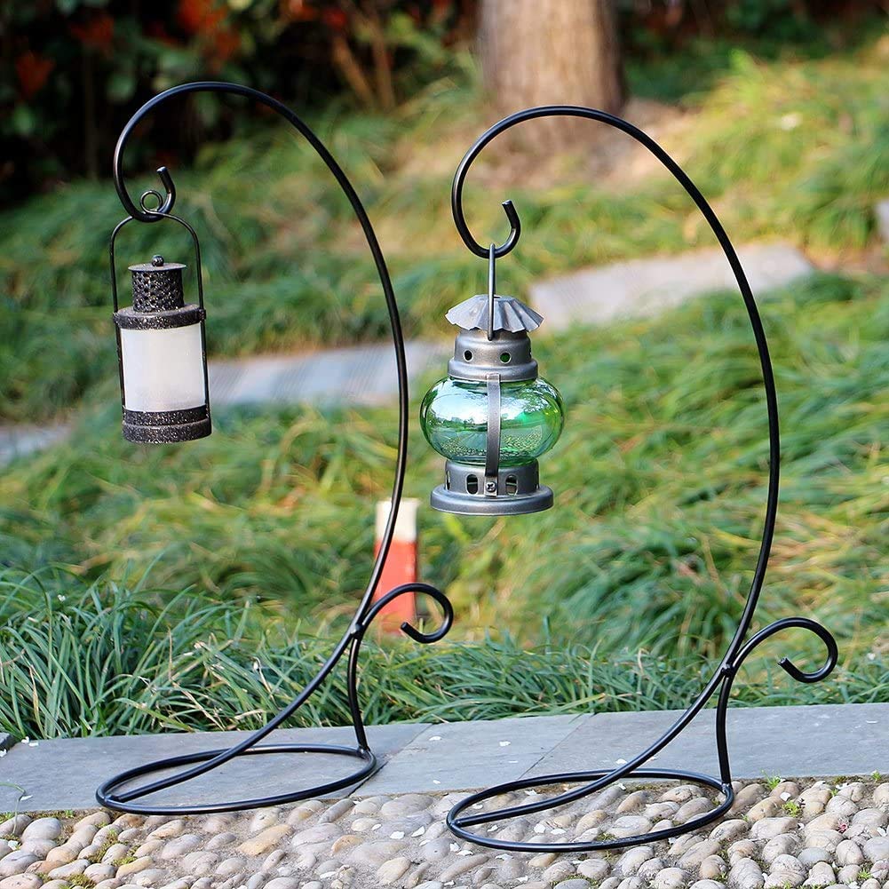 Waroom Home Metal Ornament Display Stand Set of 2 - Iron Ornament Holder for Air Plant, Hanging Glass Terrarium Globe Ball, Candle Glass Globe, Witch Ball, Lantern, Flower Pot (18")