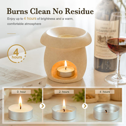 MOSROAD Tea Lights Candles 200 Pack, 4 Hour Palm Wax White Tealight Candle Bulk for Home, Natural Unscented Small Votive Candles for Wax Warmer, Smokeless Tea Light for Wedding, Shabbat, Emergency