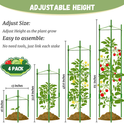 Legigo 4ft 4-Pack Tomato Cage for Garden Plant Support- Up to 48inch Garden Stakes Tomato Cage, Tomato Trellis for Potted Plants, Tomato Cages Plant Stakes for Climbing Vegetables Plants Flowers