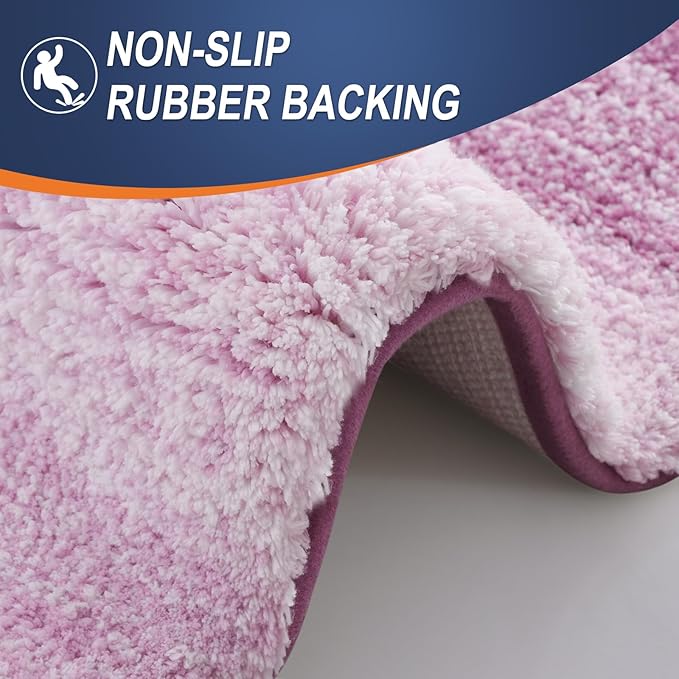 OLANLY Bathroom Rugs Mat 34x21, Extra Soft Absorbent Microfiber Bath Rugs, Rubber Backing, Quick Dry, Washable Bath Mats for Bathroom Floor, Tub and Shower, Home Decor Accessories, Pinkish-Purple