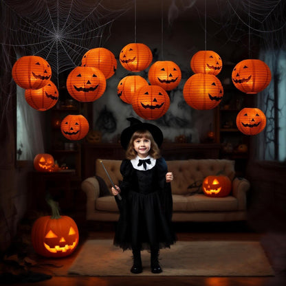 Hievil 12pcs 10in Floating Jack-O-Lanterns with Wand Remote and 24pcs LED Tea Lights for Decor
