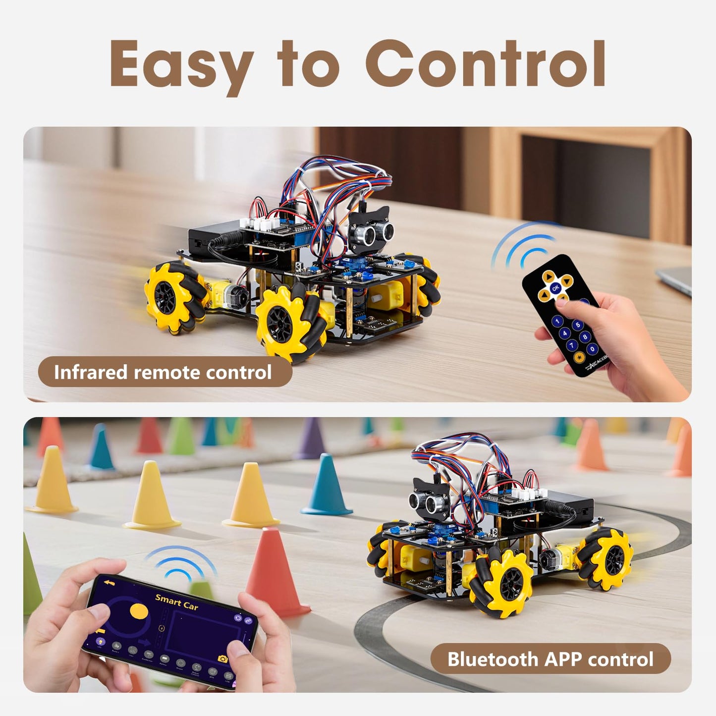 ACEBOTT Robot Kit, Robotics for Kids Ages 8-12 12-16, STEM Toys for Boys with Remote & App Control, Arduino & Scratch Compatible, Science Kits for Kids Age 8-12 12-16, for Boys & Girls(Yellow)
