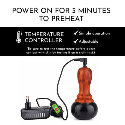 Electric Hot Stone Massager - Portable Bian Stones Gua Sha Scraping Home Massage Therapy Kit - Handheld Rock Warmer Wand Tool Set with Temperature Adjustment Control for Back Neck Body Pain Relief