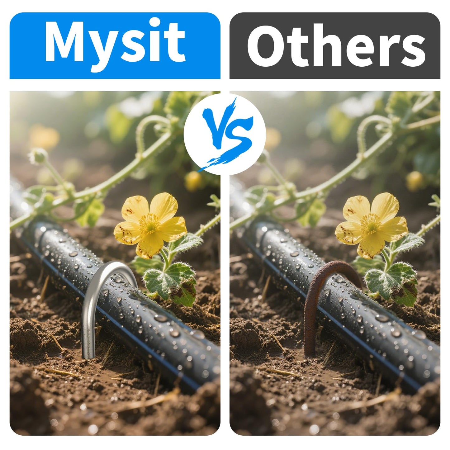 MySit 12 Inch 25 Pack Heavy Duty U Shaped Garden Stakes, 11 Gauge Galvanized Fence Stakes Landscape Staples Metal Yard Stakes for Ground, Drip Hose, Inflatables, Outdoor Decorations