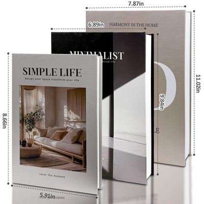 TwoDays Beautiful Coffee Table Books, Neutral Fashion Decorative Books for Home Bookshelf, Modern Room Decor Aesthetic, Fake Faux Book Storage Boxes for Decoration (Set of 3)