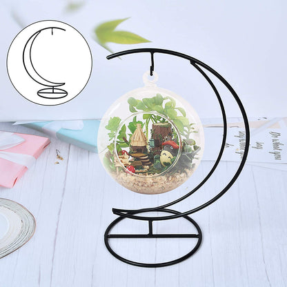 Archi Ornament Display Stand Holder Home Wedding Decoration Rack for Hanging Glass Globe Air Plant Flower Pot Stand Iron Pot Hook Stand Terrarium Witch Ball(Moon)