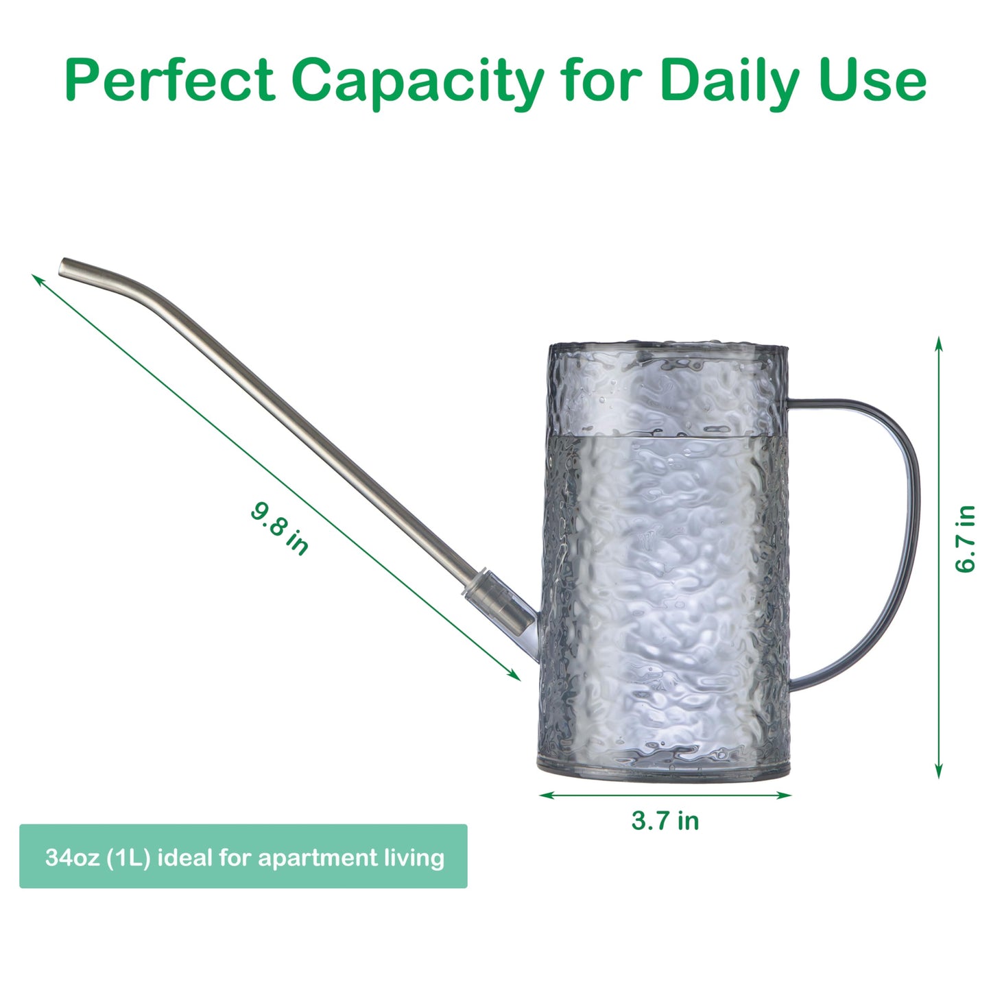 Long Spout Watering Can Indoor Plants, Small Watering Cans for House Plants, Flowers, Succulents 34oz