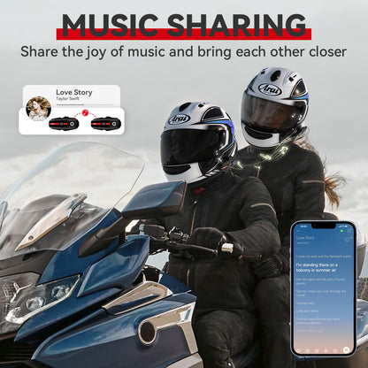 X10 10 Riders Group Mesh Motorcycle Intercom, 3000m Motorcycle Bluetooth Headset V5.3 with Audio Multitasking/Music Sharing, Helmet Communication Systems for ATV/Snowmobile/Ski, 2 Pack