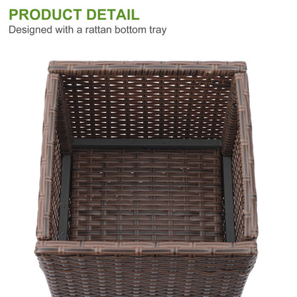 LEWIS&WAYNE Set of 2 Tall Planters for Outdoor Plants Handmade 24'' Wicker Tall Square Planter Box with Removable Liners Modern Planter for Indoor Outdoor Garden Patio Front Porch - Brown