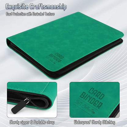 Trading Card Binder, Premium 9 Pocket Double Sided 540 Pocket PU Card Collection Binder, Collectible Trading Card Albums for MTG, TCG, Sport Card, Game Cards (Emerald)