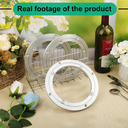 Yiksonyo 3 Pack 8 Inch Aluminium Alloy Turntable Bearing, Heavy Duty Swivel Turntable Lazy Susan for Round Dining Table, 8" Smooth Swivel Turntables for Lazy Susan Dining Table?Silver