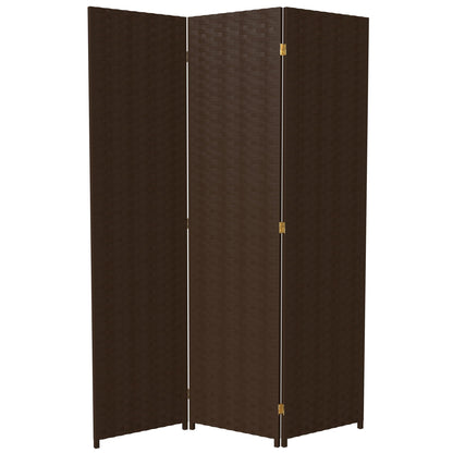 Red Lantern 6 ft. Tall Woven Fiber Room Divider, 3 Panels, Dark Mocha