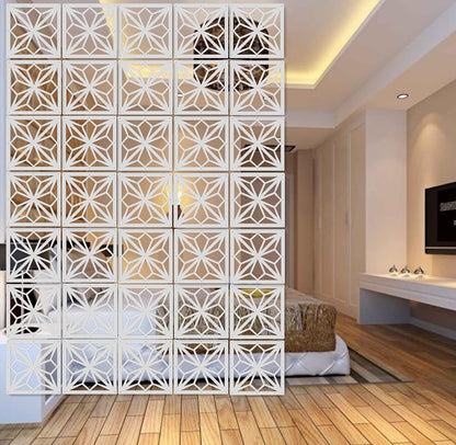 BMIDRUT White Hanging Room Divider,12 Pieces Wood-Plastic DIY Panel Screens Partition Wall Dividers Room Decoration with All Accessories 11.4x11.4 Inch