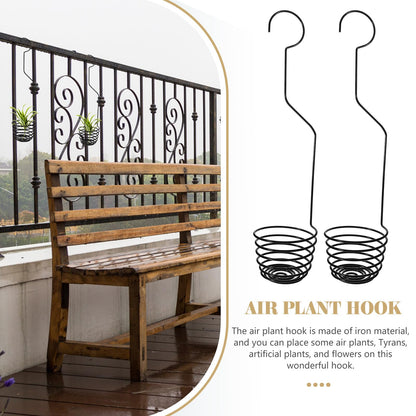 Healvian 2 Pcs Air Plant Holders Spiral Hanging Hooks 37cm Metal Tillandsia Wire Hangers for Balcony Garden Wall Décor