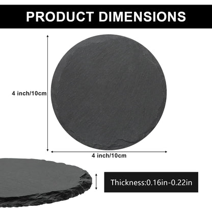 68 PCS Round Slate Drink Coasters Set, SIJDIEE 4 Inch Laser Engraving Black Slate Stone Coasters with Anti-Scratch Bottom and Coaster Holder for Office Bar Kitchen Home Dinner Table Decor Supplies