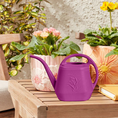 VKPLITE Plastic Watering Can - for Indoor and Outdoor Home Garden Plants - with Long Spout - Rose Red - 1/2 Gallon