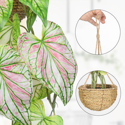 Large Fake Hanging Plants in Pot for Indoor & Outdoor, Long Artificial Hanging Pothos Plants Green, 27.6" Fake Potted Vines Ivy Greenery Plant for Room Wall Shelf Decor Living Room Patio Porch
