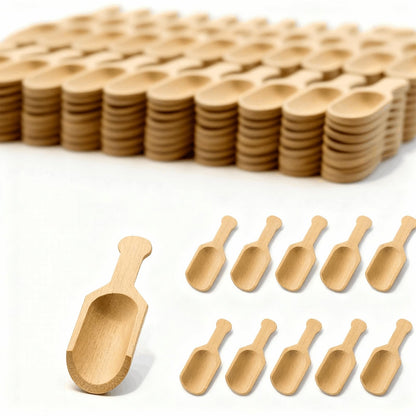 Nyuemystery 100/200 Pack Mini Wooden Spoons for Jars, Bath Salts, Spices, Sugar Scrubs, Cooking, Tea, Candy - Natural Wood Scoops, 2.95 Inch (100 Pack)