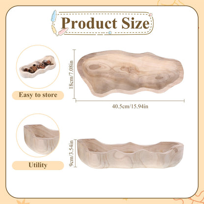 Exircy Wavy Live Edge Dough Bowl, 16 Inch Handmade Wooden Fruit Bowls Decorative Bread Bowls Wood Hand Carved Wooden Coffee Table Bowl for Farmhouse Home Kitchen Decoration