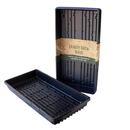 10-Pack 1020 Garden Growing Trays with Drain Holes - 10" x 20" Plastic Plant Trays with Holes - Wheatgrass Sprouting Tray, Microgreens Seed Tray, Hydroponic Trays, Nursery Flats, & Greenhouse Supplies