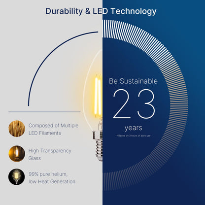 FLSNT 60W Equivalent LED Chandelier Light Bulbs, Dimmable, E12 Base, Clear B11 LED Filament Candelabra Bulbs, 2700K Soft White, 6 Pack