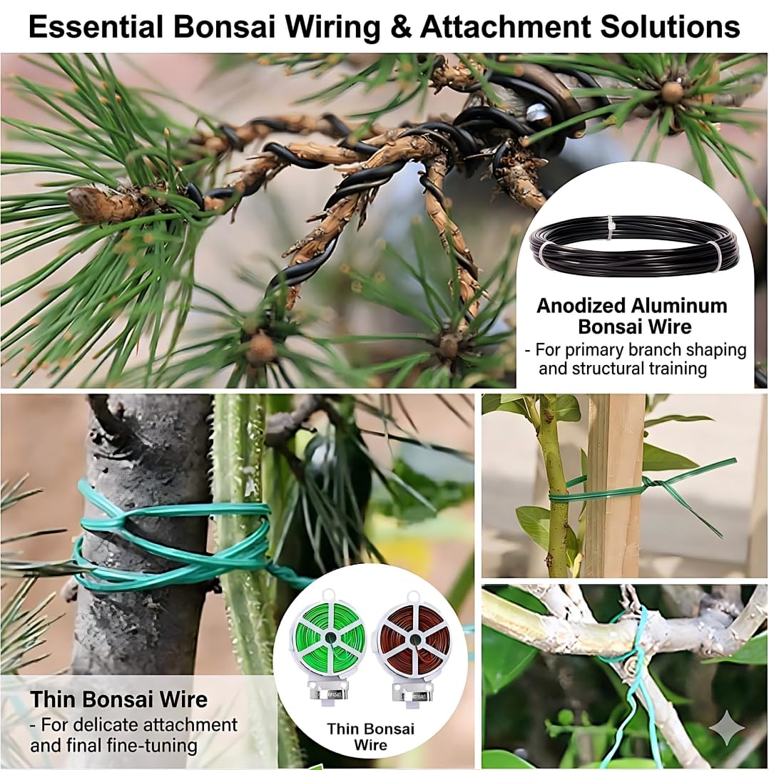 Bonsai Tools Set, 20-Piece Bonsai Tools Set with Waterproof Repotting Mat, Pruning Shears, Scissors & Training Wire - Indoor Gardening Starter Gifts for Women, Men & Beginners